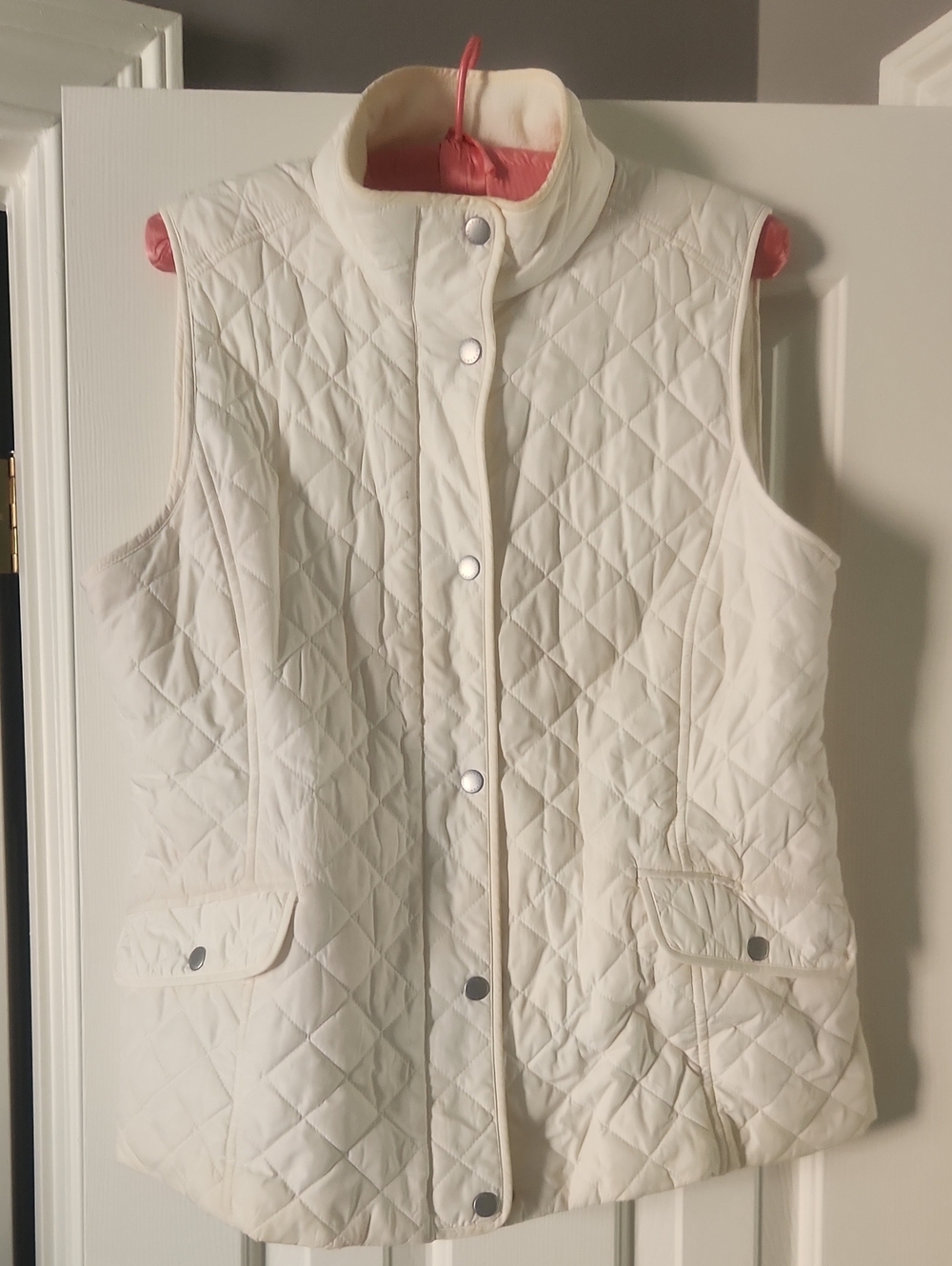 Women's Quilted Cream Sleeveless Vest From Talbots